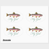 Sticker Ovale Pêche à la truite (Feuille)