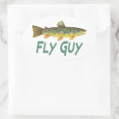 Sticker Ovale Pêche à la truite (Sac)