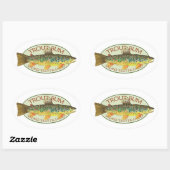 Sticker Ovale Pêche à la truite (Feuille)