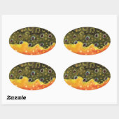Sticker Ovale Pêche à la truite (Feuille)