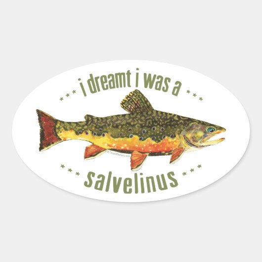 Sticker Ovale Pêche à la truite (Devant)
