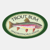 Sticker Ovale Pêche à la truite (Devant)