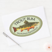 Sticker Ovale Pêche à la truite (Enveloppe)