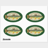 Sticker Ovale Pêche à la truite (Feuille)
