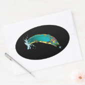 Sticker Ovale Pêche à la truite psychédélique (Enveloppe)