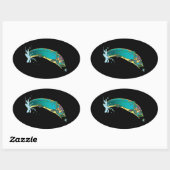 Sticker Ovale Pêche à la truite psychédélique (Feuille)