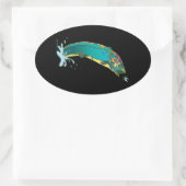 Sticker Ovale Pêche à la truite psychédélique (Sac)