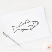 Sticker Ovale Pêche à l'eau salée - Basse rayée (Enveloppe)