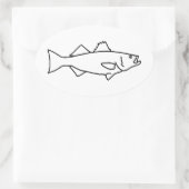 Sticker Ovale Pêche à l'eau salée - Basse rayée (Sac)