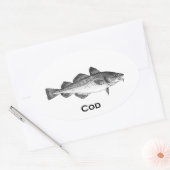Sticker Ovale Pêche vintage - Morue (Enveloppe)