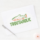 Sticker Ovale Pêcheur de truites (Enveloppe)