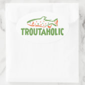 Sticker Ovale Pêcheur de truites (Sac)