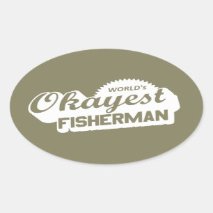 Sticker Ovale Pêcheur le plus Okayest dans le monde