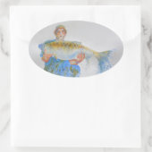 Sticker Ovale Pêcheur peinture d'aquarelle cadeau de pêche pour  (Sac)