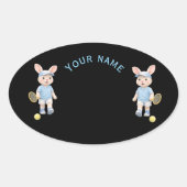 Sticker Ovale Pegatina Ovalada Cute Bunny School Name Label (Devant)