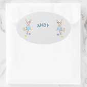 Sticker Ovale Pegatina Ovalada Cute Bunny School Name Label (Sac)