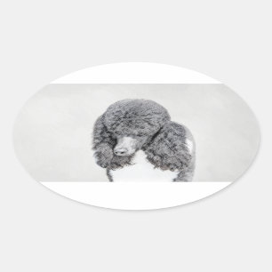 Sticker Ovale Peinture à paille noire standard - Art du chien