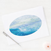 Sticker Ovale Peinture à vagues océaniques peinture à la mousse  (Enveloppe)