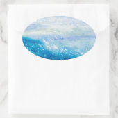 Sticker Ovale Peinture à vagues océaniques peinture à la mousse  (Sac)