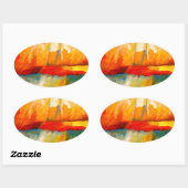 Sticker Ovale Peinture Abstraite moderne (Feuille)