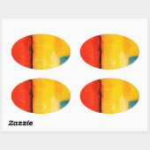 Sticker Ovale Peinture Abstraite rouge moderne (Feuille)