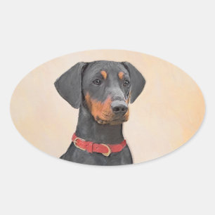 Sticker Ovale Peinture allemande Pinscher peinture art animal or