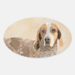 Sticker Ovale Peinture américaine anglaise sur pilon - Chien Art