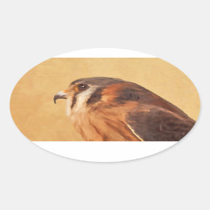 Sticker Ovale Peinture américaine Kestrel - Art original pour oi