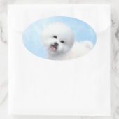 Sticker Ovale Peinture Bichon Frise - Cute Original Chien Art (Sac)