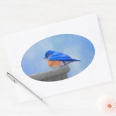 Sticker Ovale Peinture Bluebird - Art original pour oiseaux (Enveloppe)