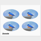 Sticker Ovale Peinture Bluebird - Art original pour oiseaux (Feuille)