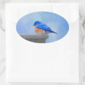 Sticker Ovale Peinture Bluebird - Art original pour oiseaux (Sac)