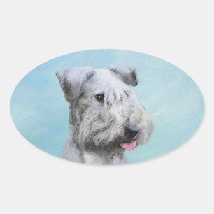 Sticker Ovale Peinture Cesky Terrier - Cute Original Chien Art