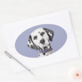 Sticker Ovale Peinture Dalmatienne - Cute Original Chien Art (Enveloppe)