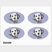 Sticker Ovale Peinture Dalmatienne - Cute Original Chien Art (Feuille)