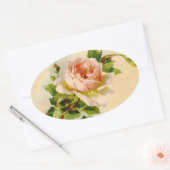 Sticker Ovale Peinture d'aquarelle rose Vintage Rose (Enveloppe)