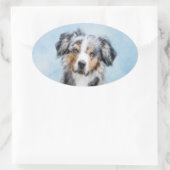 Sticker Ovale Peinture de berger américaine miniature - Chien Ar (Sac)