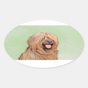 Sticker Ovale Peinture de Briard - Cute Original Dog Art