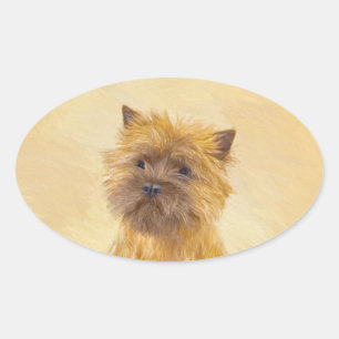 Sticker Ovale Peinture de Cairn Terrier - Cute Original Chien Ar