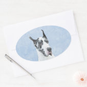 Sticker Ovale Peinture de Great Dane (Arlequin) - Art original d (Enveloppe)