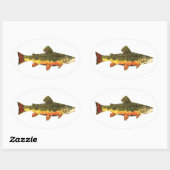 Sticker Ovale Peinture de poissons de truite broyée (Feuille)