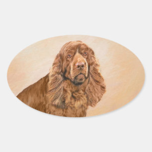 Sticker Ovale Peinture d'espagne de Sussex - jolie art original
