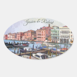 Sticker Ovale Peinture du Grand Canal, Venise, Italie