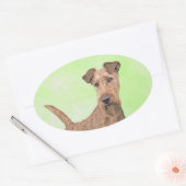 Sticker Ovale Peinture Irlandaise Terrier - Cute Original Chien  (Enveloppe)