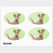 Sticker Ovale Peinture Irlandaise Terrier - Cute Original Chien  (Feuille)