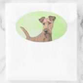 Sticker Ovale Peinture Irlandaise Terrier - Cute Original Chien  (Sac)