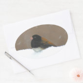 Sticker Ovale Peinture Junco foncée - Art original pour oiseaux (Enveloppe)