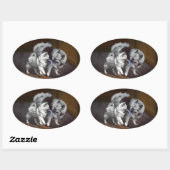 Sticker Ovale Peinture Keeshond Playtime - Jolie art original ch (Feuille)