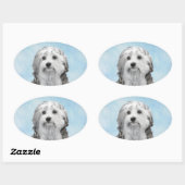 Sticker Ovale Peinture Lowchen - Cute Original Chien Art (Feuille)