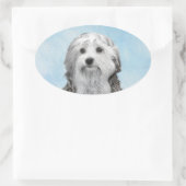 Sticker Ovale Peinture Lowchen - Cute Original Chien Art (Sac)